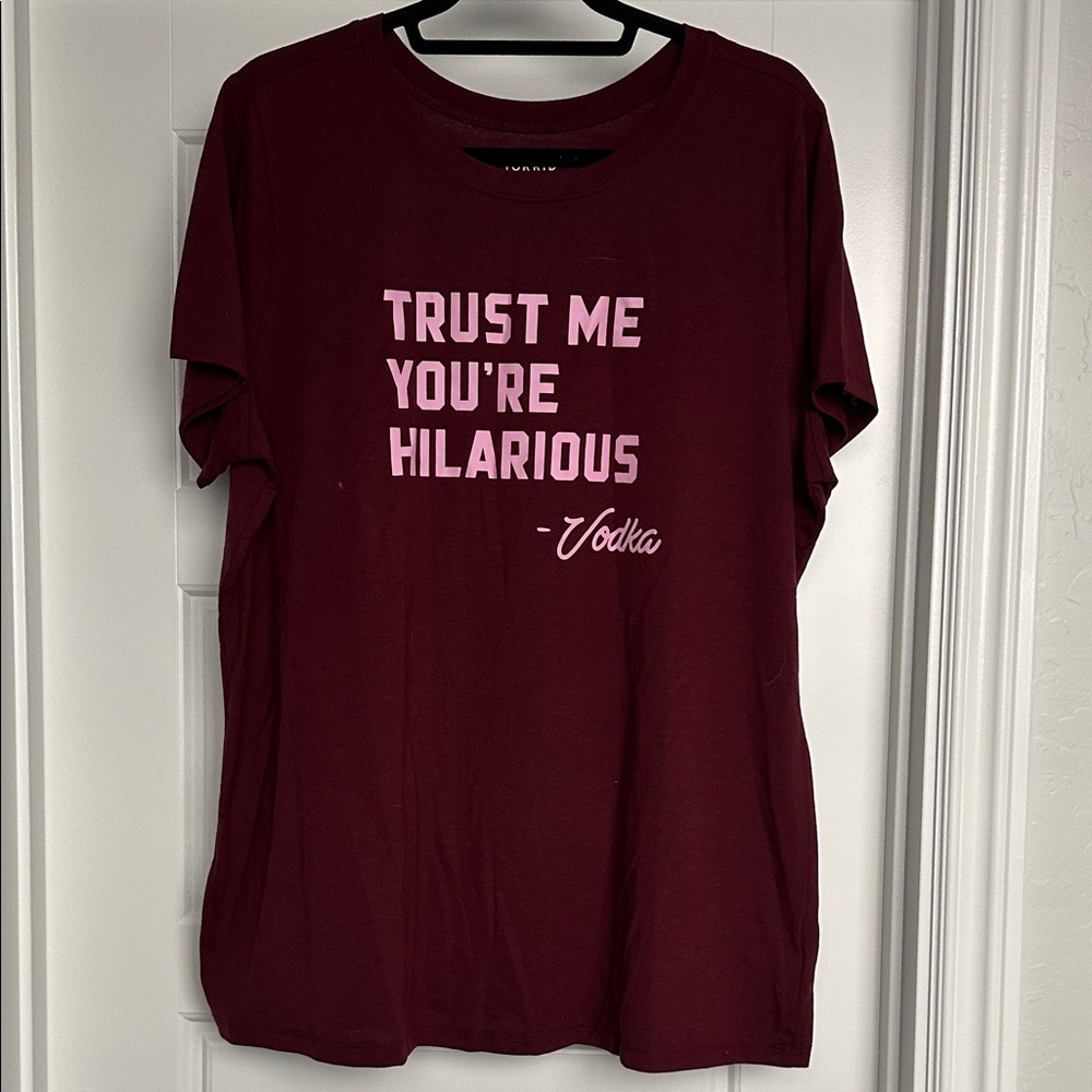 Torrid Maroon Graphic Tee with Pink Slogan